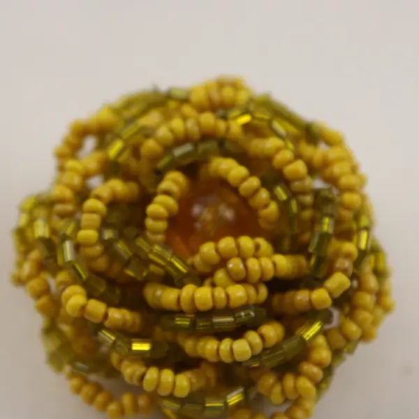 Mustard Yellow Beaded Stretch Ring Adjustable Fashion Jewelry 