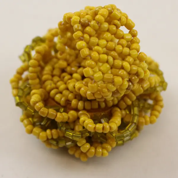 Mustard Yellow Beaded Stretch Ring Adjustable Fashion Jewelry 