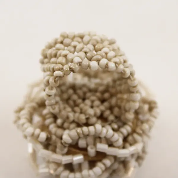 Ivory White Beaded Stretch Ring Adjustable Fashion Jewelry