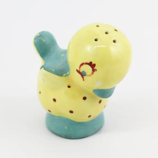 Vintage Hand Painted Blue And Yellow Bird Ceramic Salt And Pepper Shakers