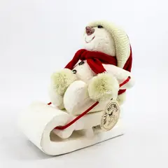 Department 56 Billy Buttons Sledding Snowman Figurine Red Knit Hat & Scarf