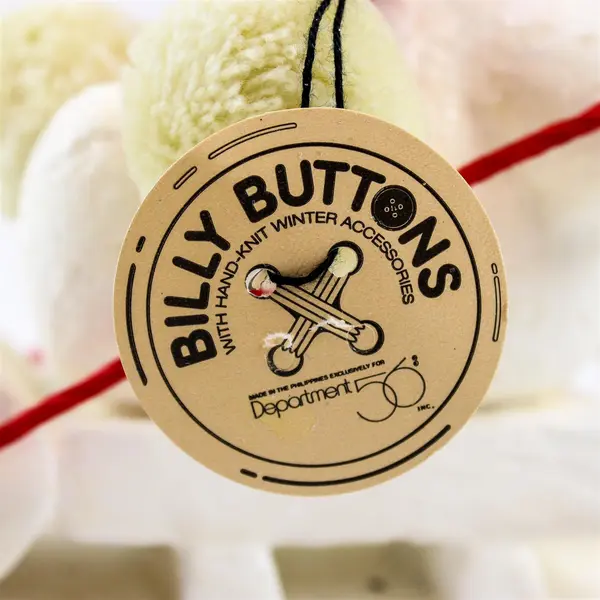 Department 56 Billy Buttons Sledding Snowman Figurine Red Knit Hat & Scarf