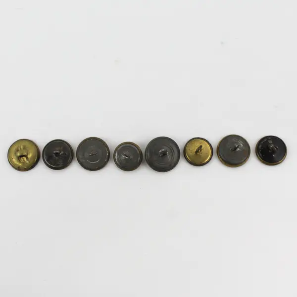 Lot of 8 Antique VTG Brass-Colored Shank Picture Buttons 1/2" to 3/4"