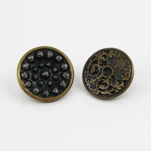 Lot of 8 Antique VTG Brass-Colored Shank Picture Buttons 1/2" to 3/4"