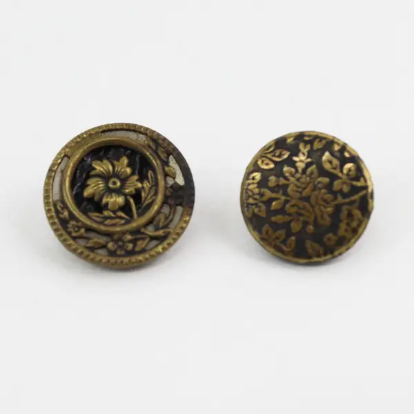 Lot of 8 Antique VTG Brass-Colored Shank Picture Buttons 1/2" to 3/4"