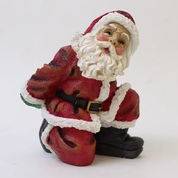 Unbranded Multicolor Resin Santa Claus Figurine Wine Bottle Holder 6.25" Tall