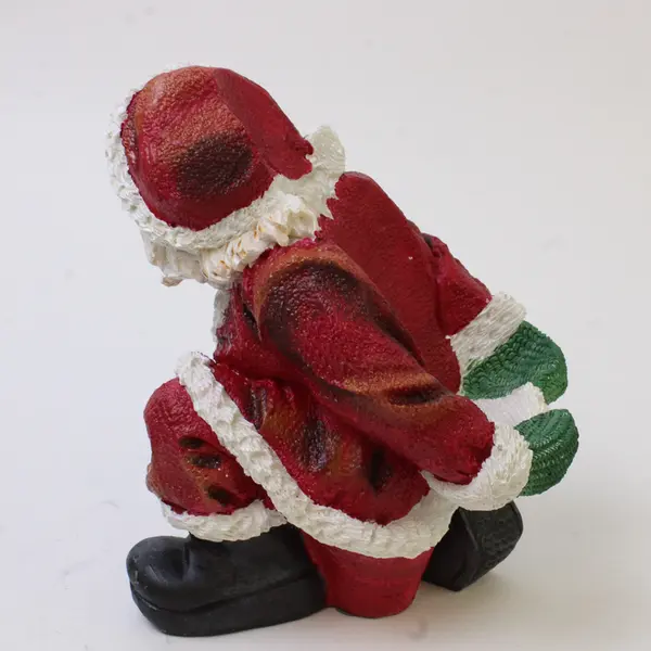 Unbranded Multicolor Resin Santa Claus Figurine Wine Bottle Holder 6.25" Tall