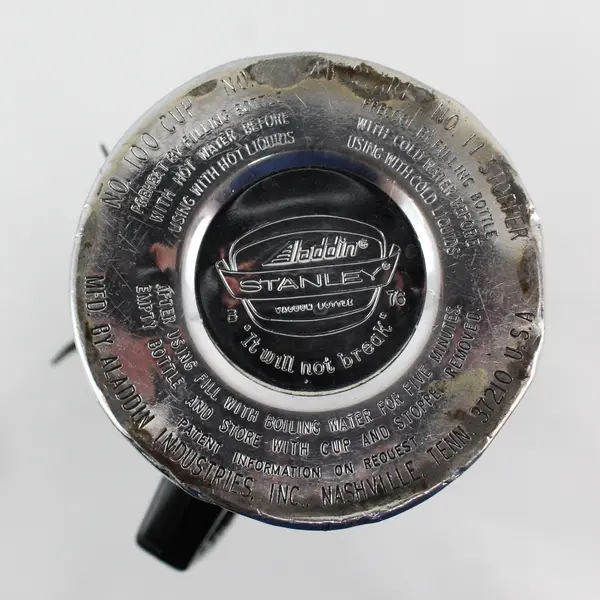 Vtg Aladdin Stanley Thermos No. 100 Cup, A-944B Quart  No. 13 Stopper W/ Straps