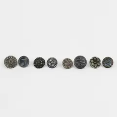 Lot of 8 Antique VTG Silver-Tone Shank Picture Buttons 1/2" to 3/4"