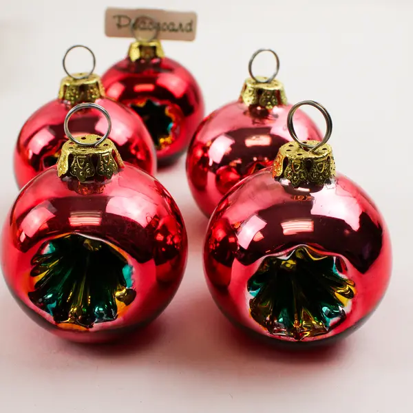 Lot Of 7 Department 56 Red/Green Mercury Glass Ornament Placecard Holder #7739-9