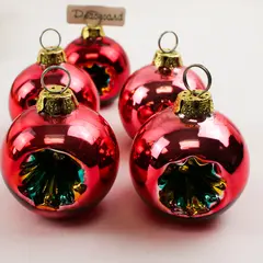 Lot Of 7 Department 56 Red/Green Mercury Glass Ornament Placecard Holder #7739-9