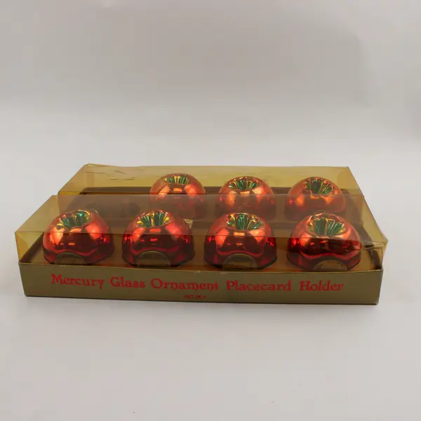 Lot Of 7 Department 56 Red/Green Mercury Glass Ornament Placecard Holder #7739-9