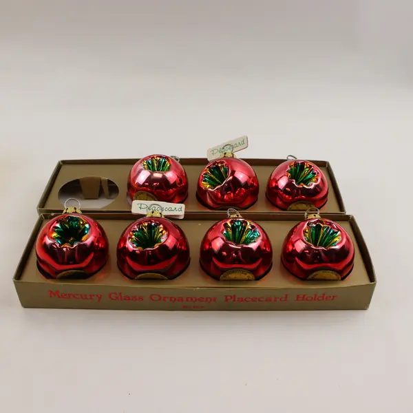 Lot Of 7 Department 56 Red/Green Mercury Glass Ornament Placecard Holder #7739-9