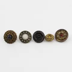 Lot of 5 Antique Shank Buttons with Stone Embellishments 3/8" to 1/2"