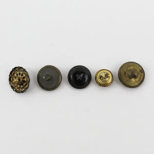 Lot of 5 Antique Shank Buttons with Stone Embellishments 3/8" to 1/2"