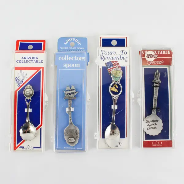 Lot of 9 Souvenir Collector Spoons from Various Places In Boxes