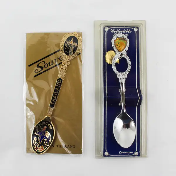 Lot of 9 Souvenir Collector Spoons from Various Places In Boxes