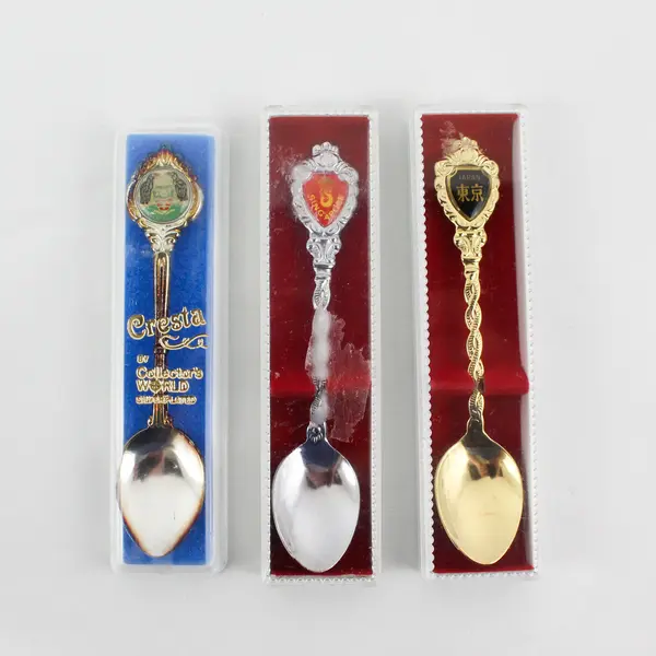 Lot of 9 Souvenir Collector Spoons from Various Places In Boxes