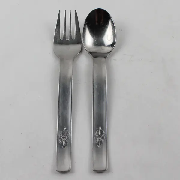 Lot of 2 Stelton Unknown Rare HTF Pattern Stainless Youth Fork & Spoon Engraved