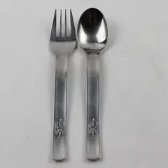 Lot of 2 Stelton Unknown Rare HTF Pattern Stainless Youth Fork & Spoon Engraved