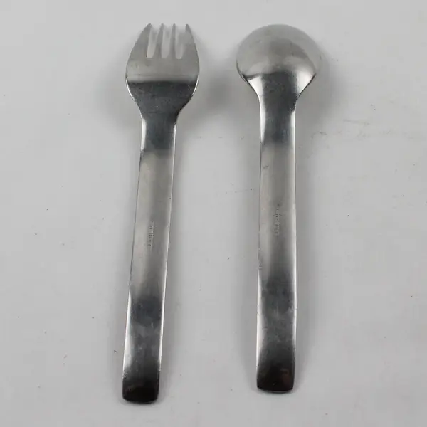 Lot of 2 Stelton Unknown Rare HTF Pattern Stainless Youth Fork & Spoon Engraved