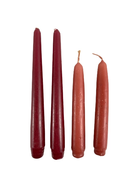 Lot of 4 Vtg Red Burgundy Taper Dinner Candles Home Decor Holiday Unlit 6-8 Inch