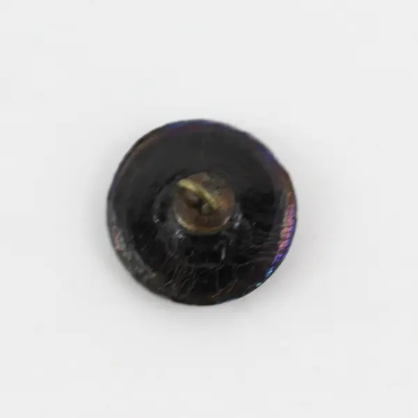 Antique Victorian Art Deco Black Glass Carnival Luster Shank Button 5/8"