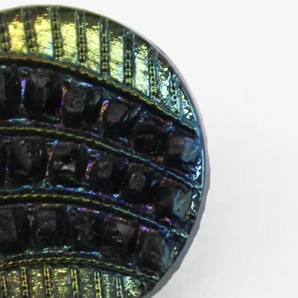 Antique Victorian Art Deco Black Glass Carnival Luster Shank Button 5/8"