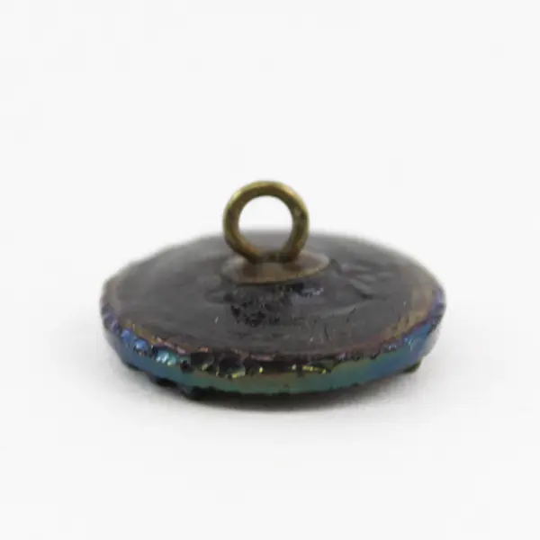 Antique Victorian Art Deco Black Glass Carnival Luster Shank Button 5/8"