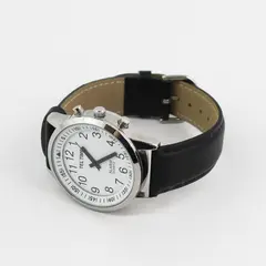 Tel Time Mens Quartz Talking Watch Model M9908 Black Leather Band 