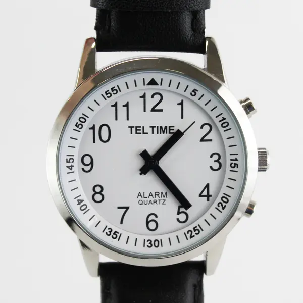 Tel Time Mens Quartz Talking Watch Model M9908 Black Leather Band 