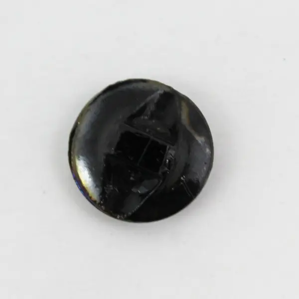 Antique Victorian Black Glass Carnival Iridescent Floral Shank Button 5/8"