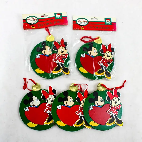 Set of 5 Kurt Adler Disney Santa's World Mickey & Minnie Ornament - New
