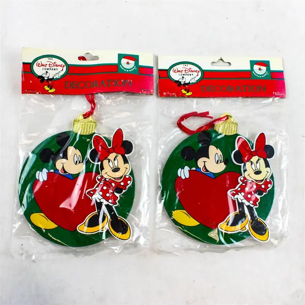 Set of 5 Kurt Adler Disney Santa's World Mickey & Minnie Ornament - New