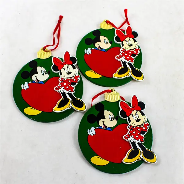 Set of 5 Kurt Adler Disney Santa's World Mickey & Minnie Ornament - New
