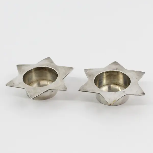 2 Star Shaped Silver Plate Tea Light Candle Holders Made In India