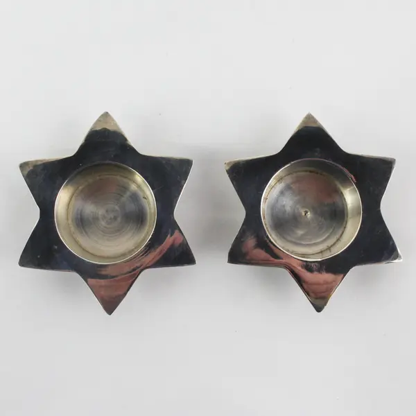 2 Star Shaped Silver Plate Tea Light Candle Holders Made In India