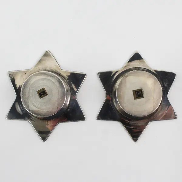 2 Star Shaped Silver Plate Tea Light Candle Holders Made In India