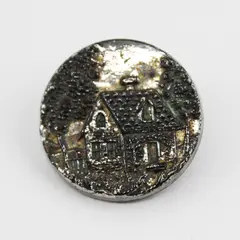 Antique Victorian Black Glass Cottage House Design Picture Button 1"