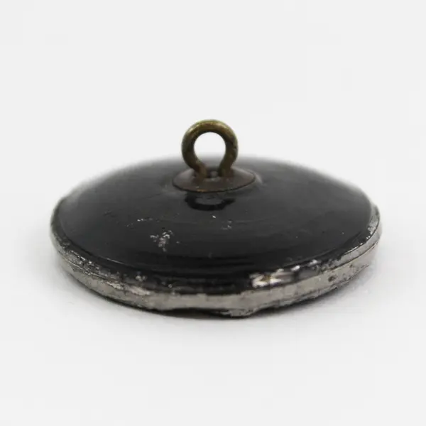 Antique Victorian Black Glass Cottage House Design Picture Button 1"