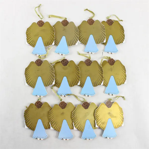 Set of 12 Vintage Wooden Angel Christmas Ornaments