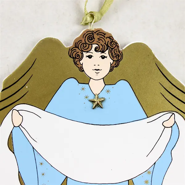 Set of 12 Vintage Wooden Angel Christmas Ornaments