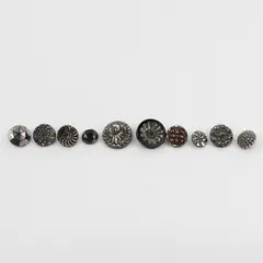 Lot of 10 Antique Victorian Black Glass Shank Buttons 1/2" to 1"