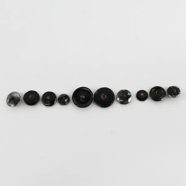 Lot of 10 Antique Victorian Black Glass Shank Buttons 1/2" to 1"