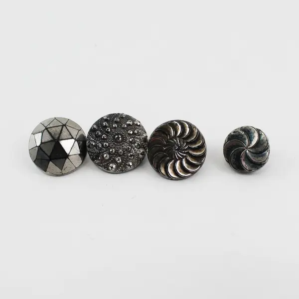 Lot of 10 Antique Victorian Black Glass Shank Buttons 1/2" to 1"