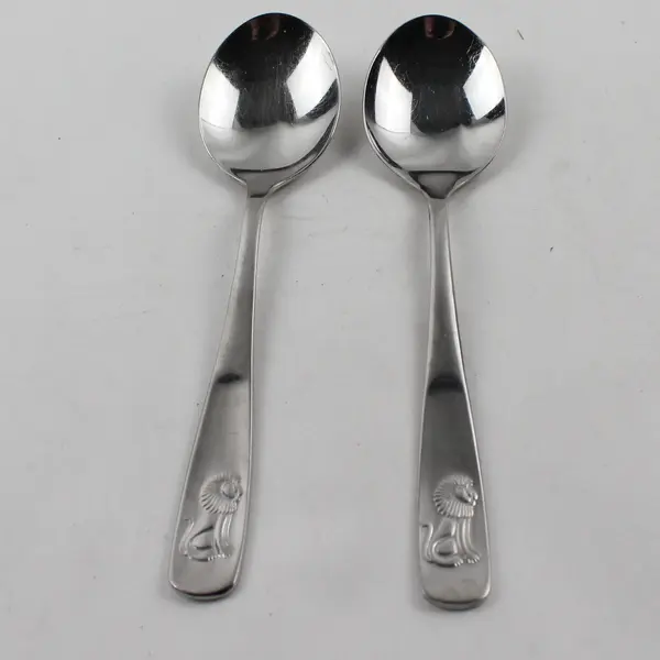 Lot of 2 WMF SS Youth Flatware Animal Theme Spoons 6.5" Unknown Rare Pattern