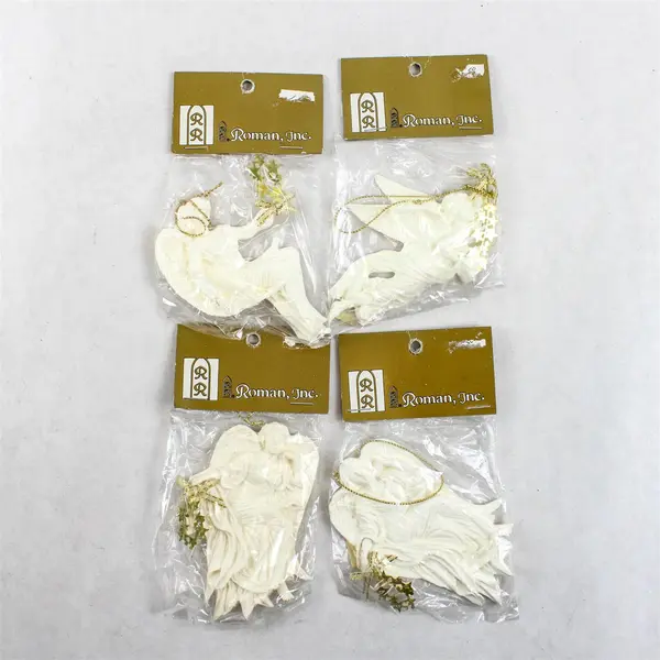 Set of 4 Roman Inc Angel Ornaments with Ribbon & Stars - New