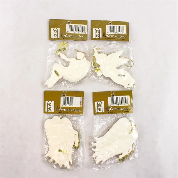 Set of 4 Roman Inc Angel Ornaments with Ribbon & Stars - New