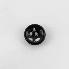 Antique Victorian Black Glass Floral Lily of The Valley Shank Button 5/8"