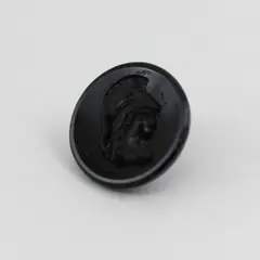 Antique Victorian Black Glass Roman Woman Cameo Picture Button 5/8" FLAWED